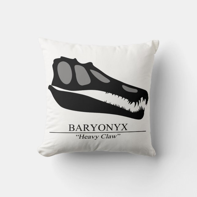 Baryonyx Skull Throw Pillow (Front)