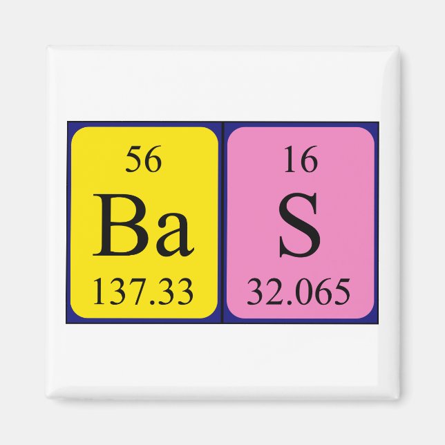 Bas periodic table name magnet (Front)