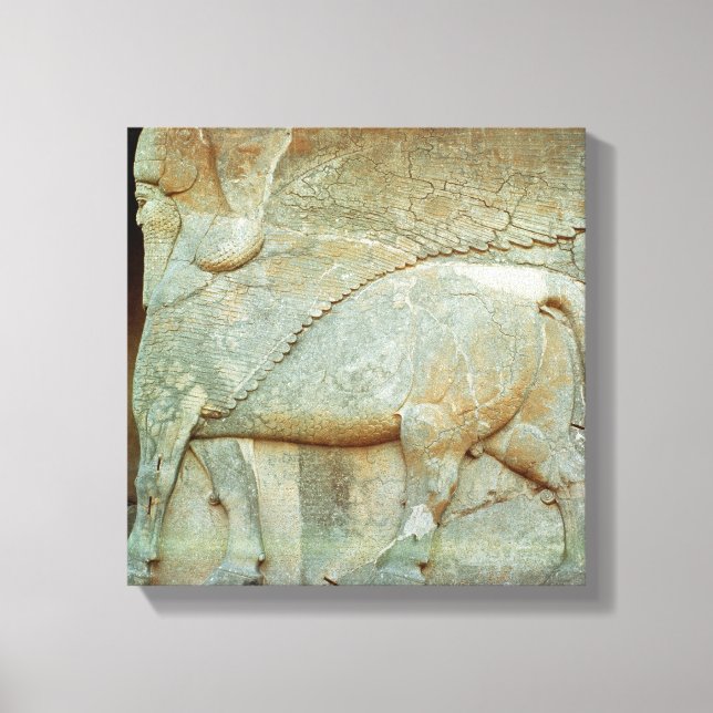 Bas-relief of an anthropomorphic bull canvas print (Front)