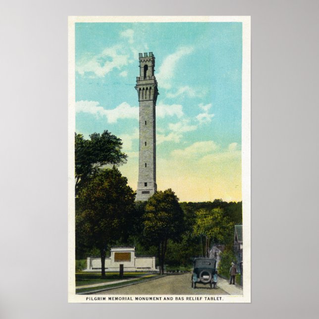 Bas Relief Tablet and Pilgrim Memorial View Poster (Front)