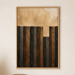 Basalt Column Rhythm Gouache Boho Art Poster