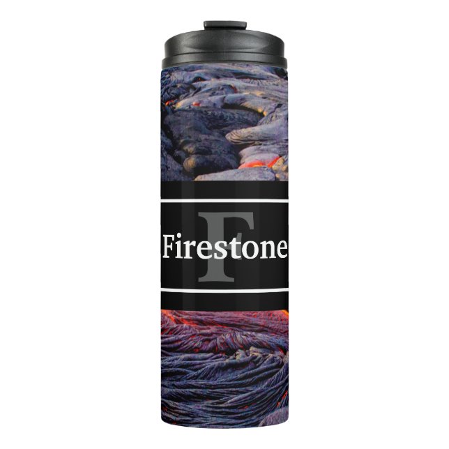 Basalt Lava Flow with Your Name and Monogram Thermal Tumbler (Front)