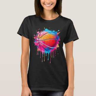 Basball Drip Splash Boys Tie Dye Colourful Basball T-Shirt