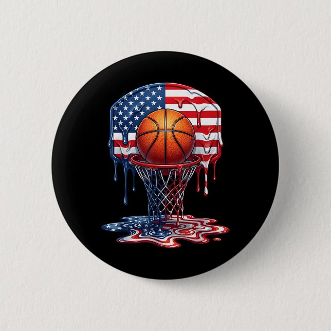 Basball Drip Usa 2 Inch Round Button (Front)