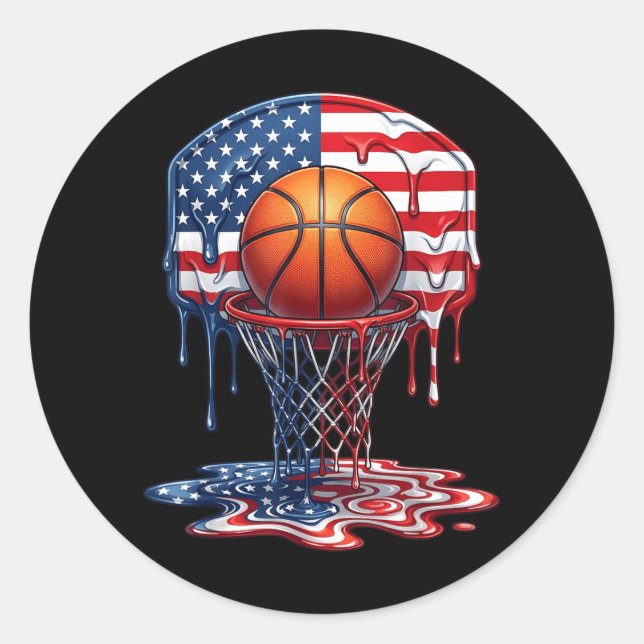 Basball Drip Usa Classic Round Sticker (Front)