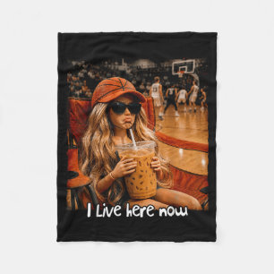 Basball Meme I Live Here Now Game Day Sport Mom Fleece Blanket