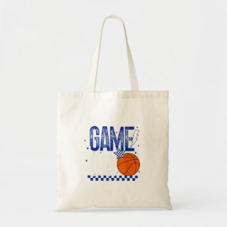 Basball Mom Game Day Tipoff Season Retro Blue Tote Bag
