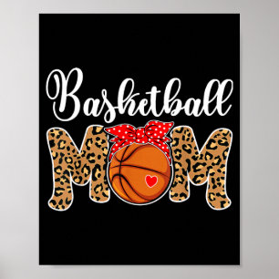 Basball Mom Leopard Game Day Funny Mothers Day Poster