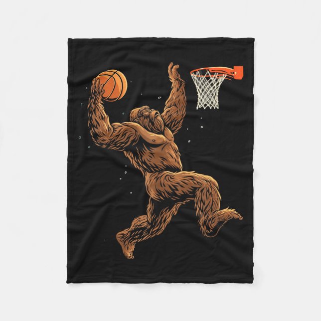 Basball Player Bigfoot Funny Sasquatch Bball Fleece Blanket (Front)