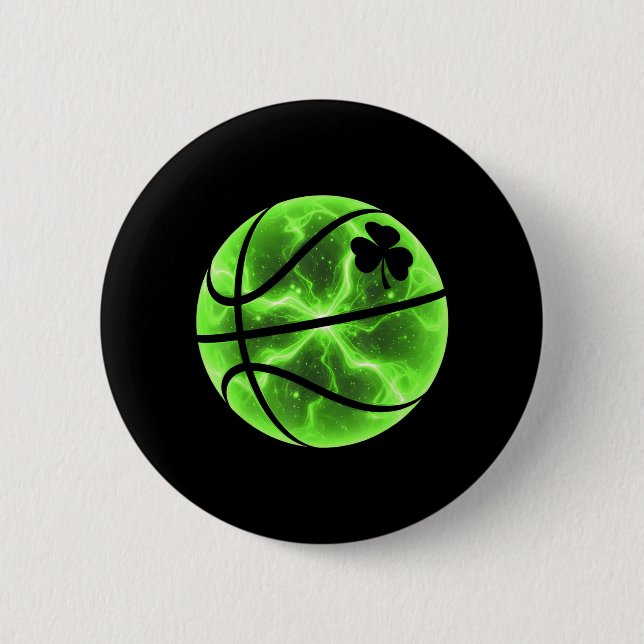 Basball Shamrock Lucky Clover Irish St Patricks 2 Inch Round Button (Front)