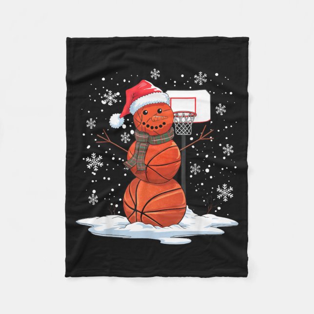 Basball Snowman Fleece Blanket (Front)