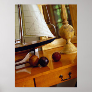 Base-ball antiques sur un Tableau en un voilier