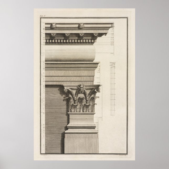Base, Capital and Entablature of the Pilaster Poster (Front)