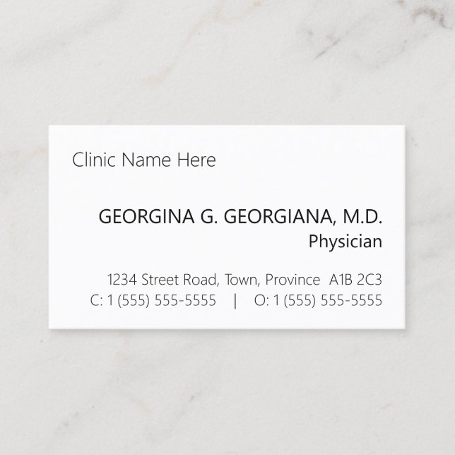 Base, Carte de visite simple (Devant)