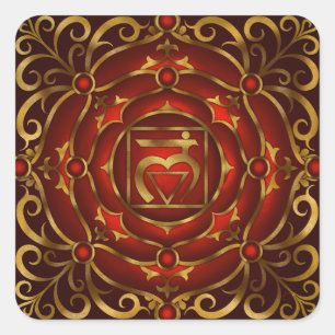 Base Chakra Mandala Print by Rachel C. Bemis Square Sticker