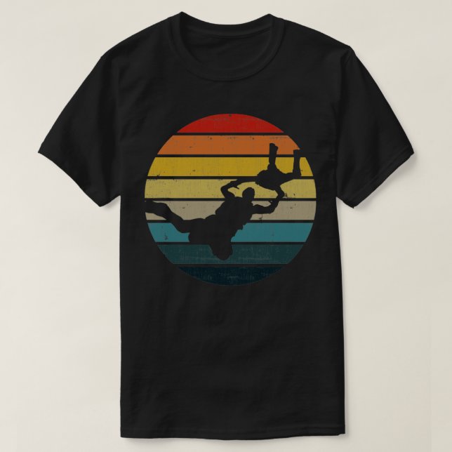BASE jumping Silhouette On A Distressed Retro Suns T-Shirt (Design Front)