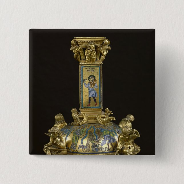 Base of the Cross of St. Bertin 2 Inch Square Button (Front)