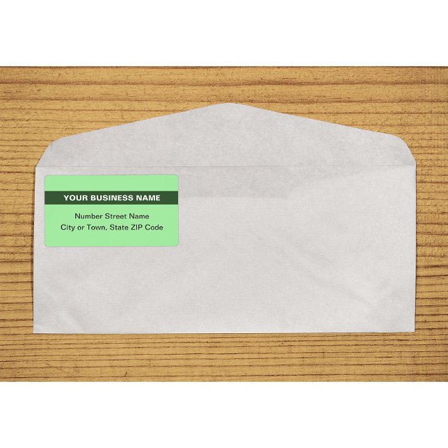 Basé sur le texte avec éclairage vert clair expédi (Plain text light green shipping label with your highlighted business name on envelope)