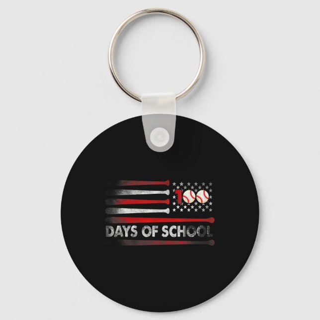 Baseball 100 Days Of School Baseball 100th Day Tea Keychain (Front)