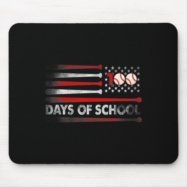 Baseball 100 Days Of School Baseball 100th Day Tea Mouse Pad (Front)