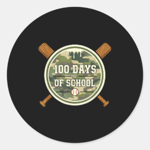 Baseball 100th Day Of School Camouflage Classic Round Sticker