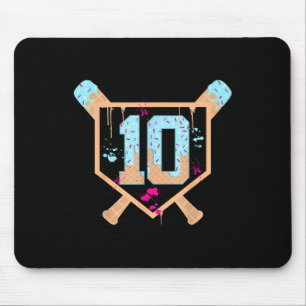 Baseball 10 Year Old Ice Cream Drip 10th Birthday Mouse Pad