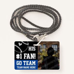 Baseball #1 Fan Team Name and Player Blue Badge
