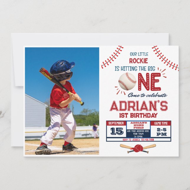 Baseball 1er anniversaire invitation garçon (Devant)