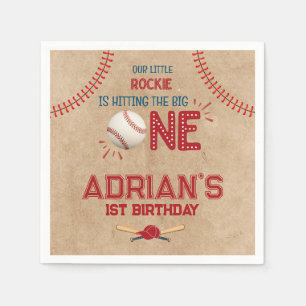 Baseball 1st birthday boy  napkin