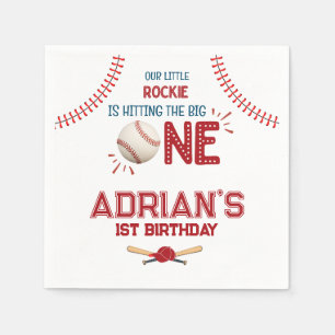 Baseball 1st birthday boy napkin