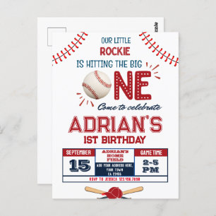 Baseball 1st birthday boy  postcard