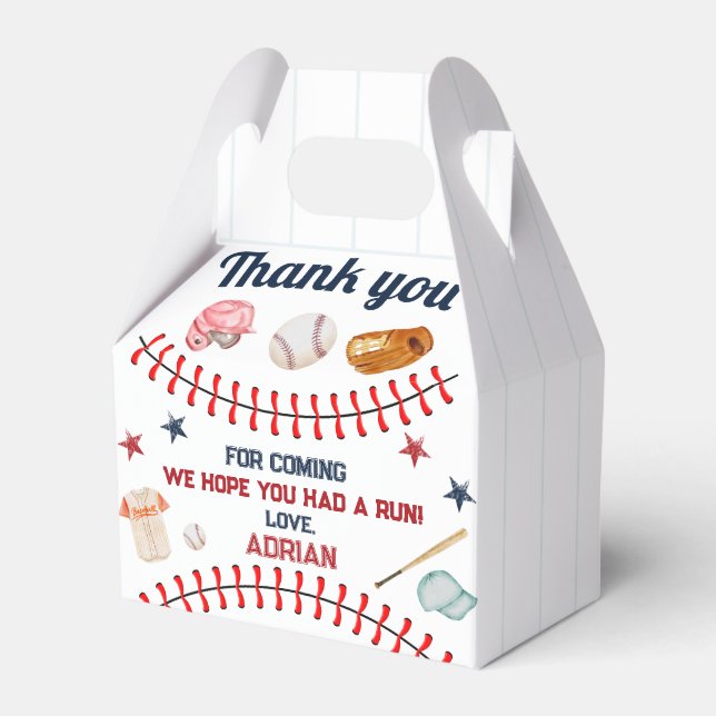 Baseball 1st Birthday Favor Box (Front Side)