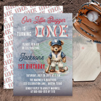 Baseball 1st Birthday Teddy Bear Little Slugger 