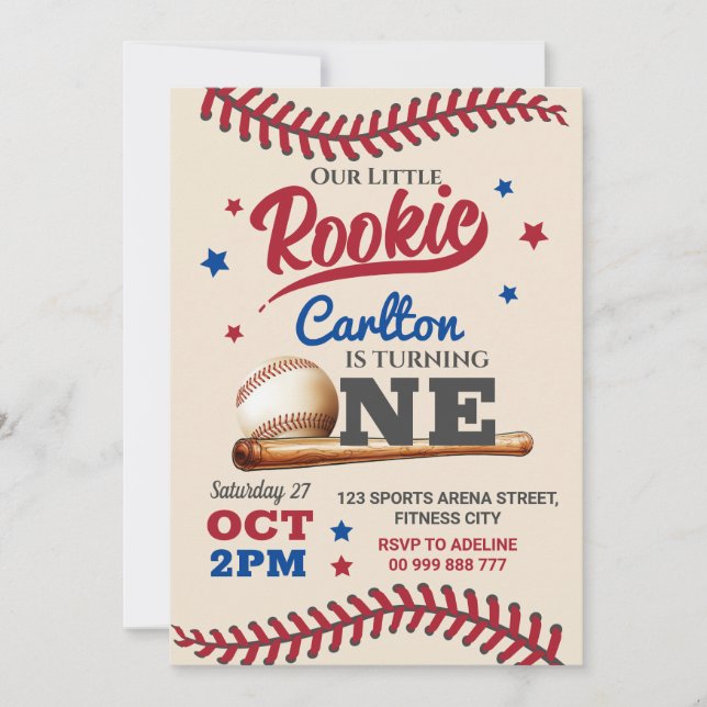 Baseball 1st First Birthday Invitation (Front)