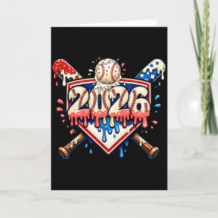 Baseball 2026 Ice Cream Drip Bats For Boys Birthda Card