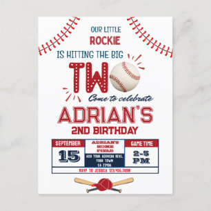 Baseball 2nd birthday boy postcard