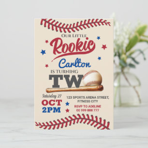 Baseball 2nd Second Birthday Invitation