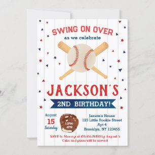 Baseball 2nd Second Third 3rd Birthday Invitations