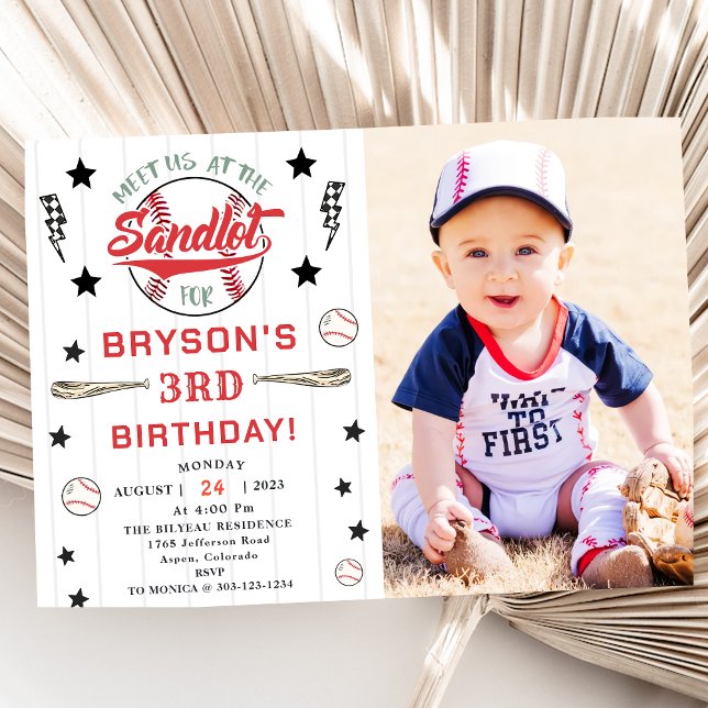 Baseball 3rd Birthday Vintage Rookie Party Invitation (Creator Uploaded)