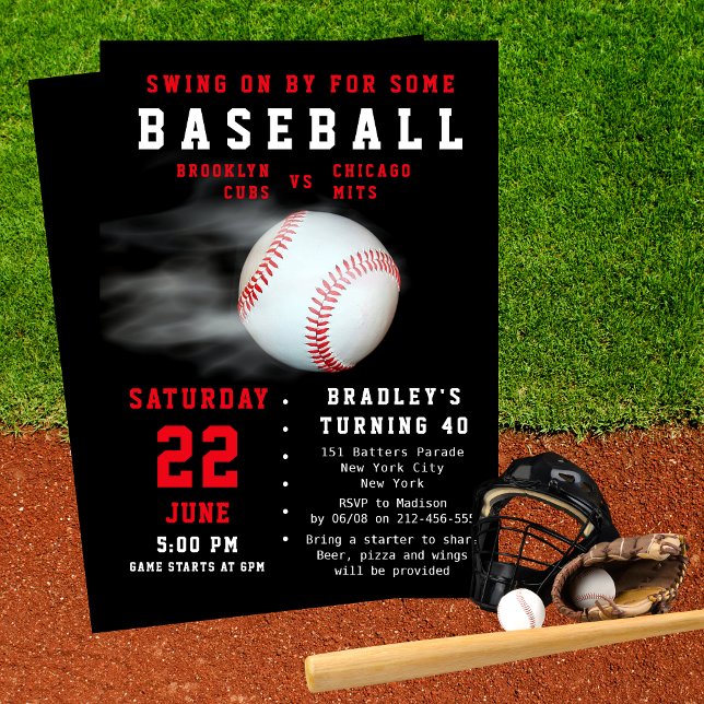 Baseball 40th Birthday Sports Party Invitation (Creator Uploaded)