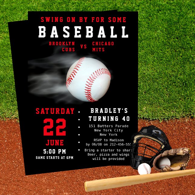 Baseball 40th Birthday Sports Party Invitation (Creator Uploaded)