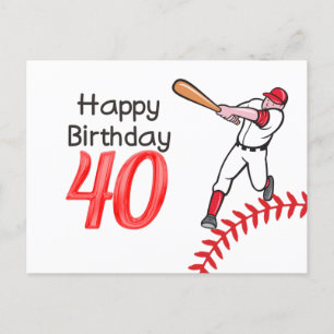 Baseball 40th Birthday with Player   Postcard