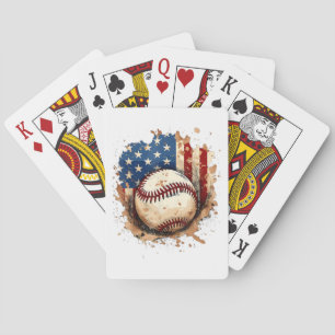 Baseball 4th Of July Men USA American Flag Boys Pa Playing Cards