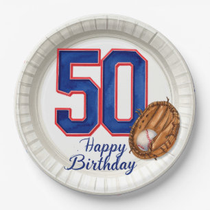 Baseball 50th Birthday  Paper Plate