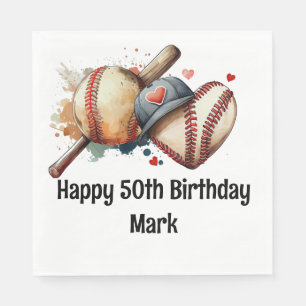 Baseball 50th Birthday Party Napkin