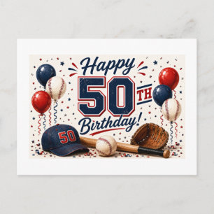 Baseball 50th Birthday  Postcard