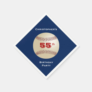 Baseball 55th Birthday Party, Name, Diamond Paper Napkin