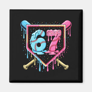 Baseball 67 Ice Cream Drip Funny Six Seven Meme Bo Magnet