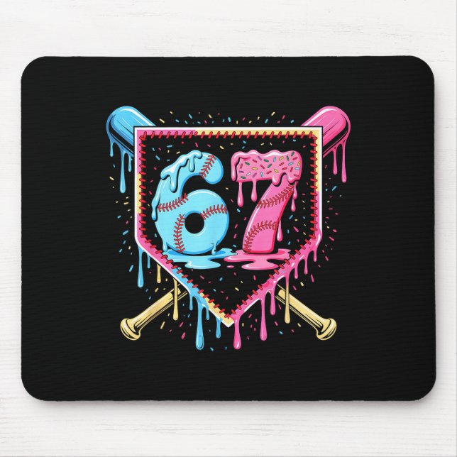 Baseball 67 Ice Cream Drip Funny Six Seven Meme Bo Mouse Pad (Front)