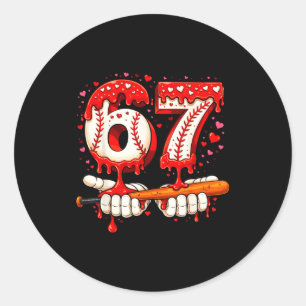 Baseball 67 Ice Cream Drip Six Seven Boys Fun Meme Classic Round Sticker